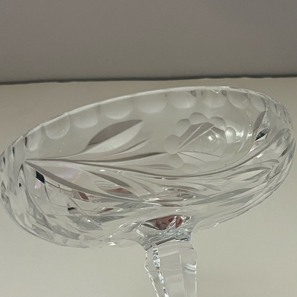 E&R Golden Crown Crystal Pedestal Candy Dish, Germany, Hand Cut Lead Crystal 6” - Picture 3 of 8